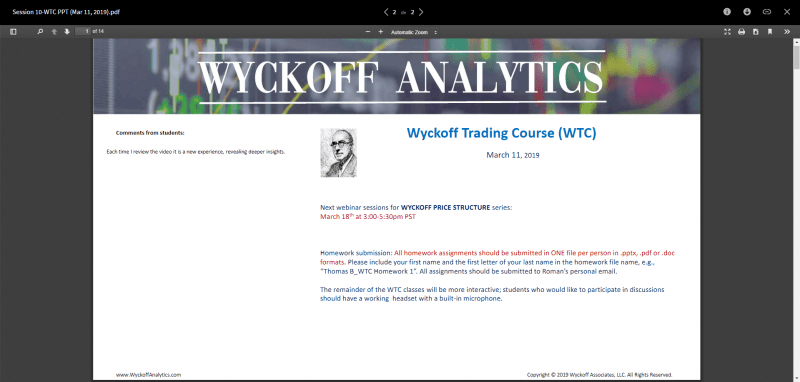 Download WYCKOFF TRADING COURSE (WTC) – SPRING 2019